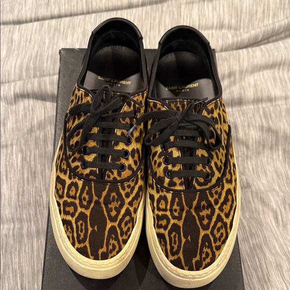 Saint Laurent Men's Black and Brown Patterned Sneakers